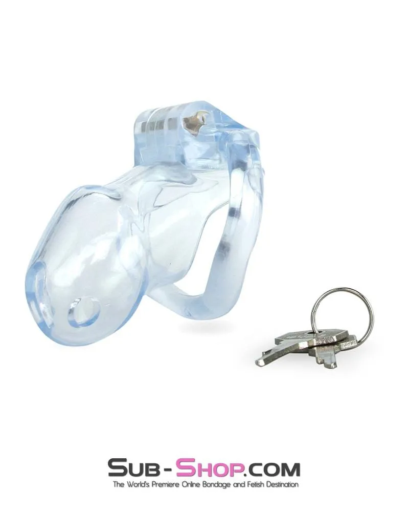0398AE-SIS      Short Exposed in Chastity High Security Keyed Tumbler Locking Male Chastity with 4 Base Cock Ring Sizes