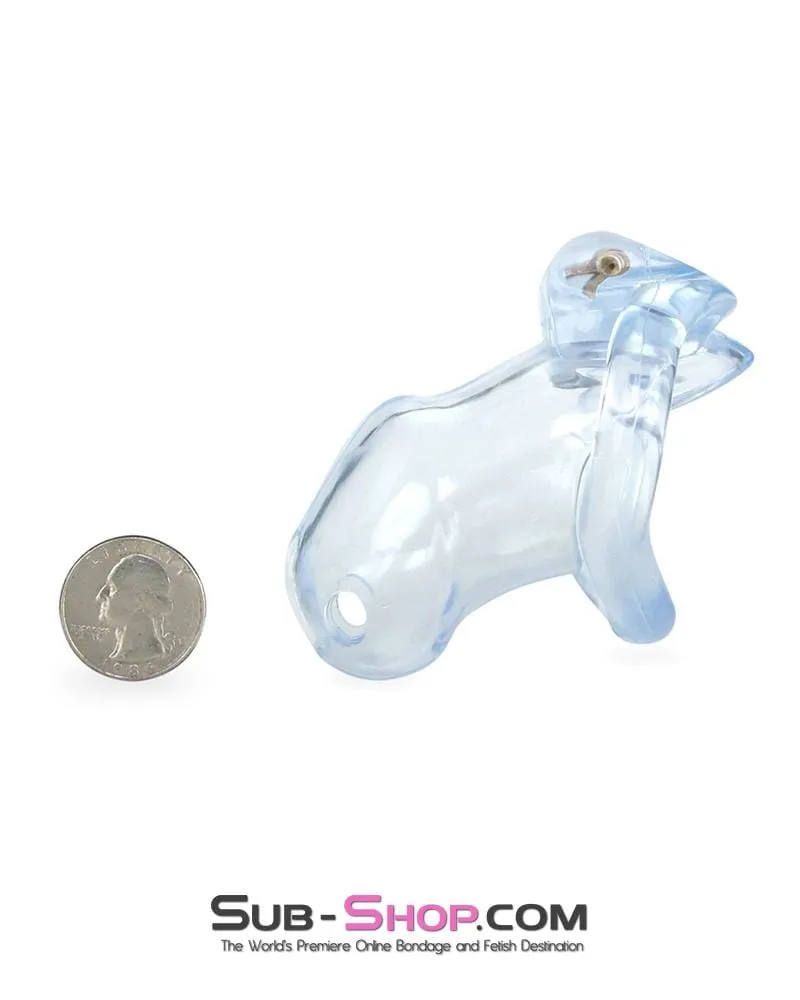 0398AE-SIS      Short Exposed in Chastity High Security Keyed Tumbler Locking Male Chastity with 4 Base Cock Ring Sizes