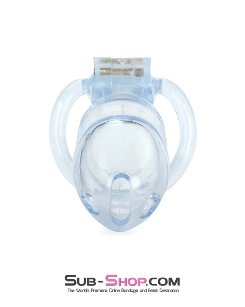 0398AE-SIS      Short Exposed in Chastity High Security Keyed Tumbler Locking Male Chastity with 4 Base Cock Ring Sizes