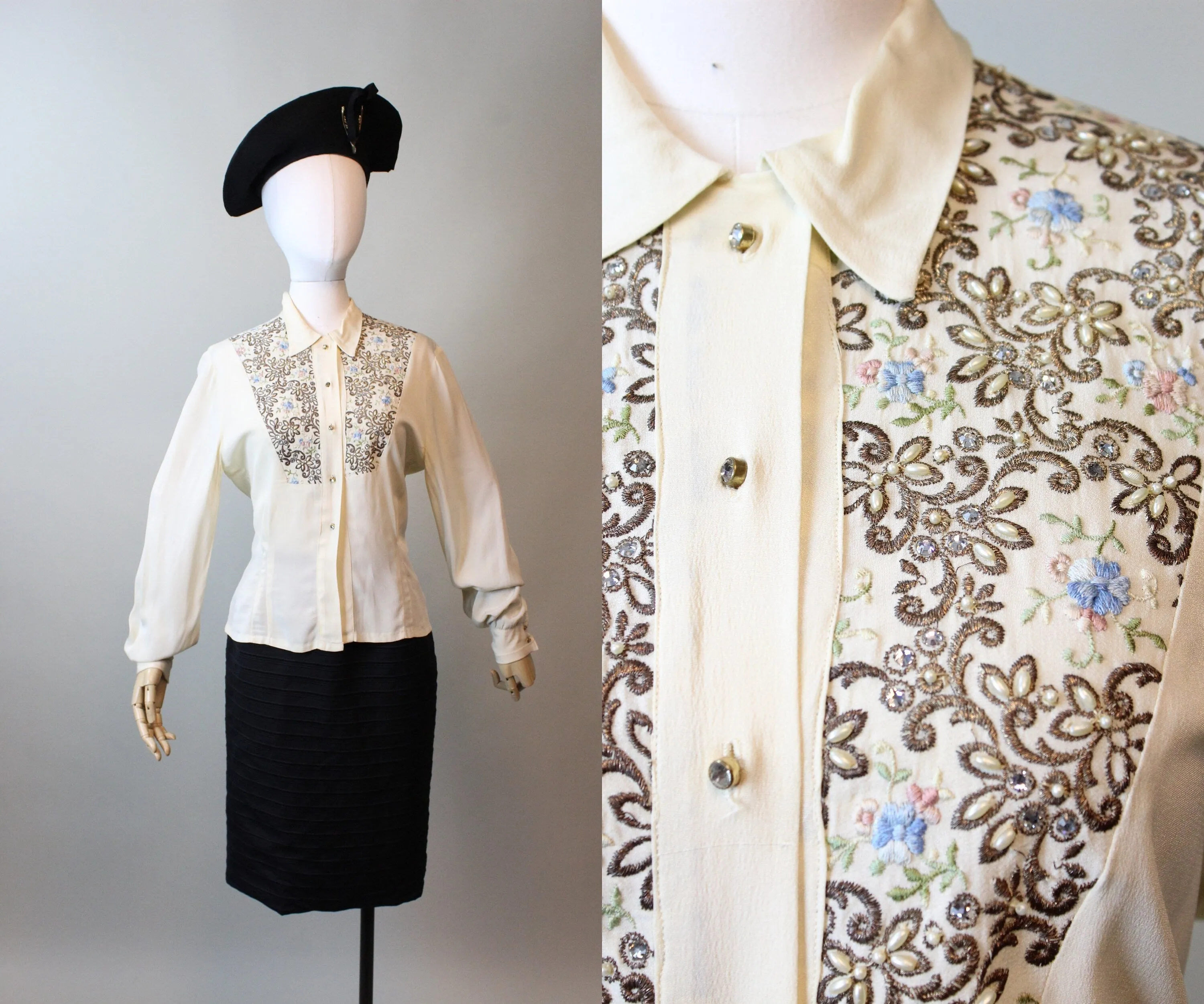 1950s 1950s documented GENE BART cocktail blouse small | new winter