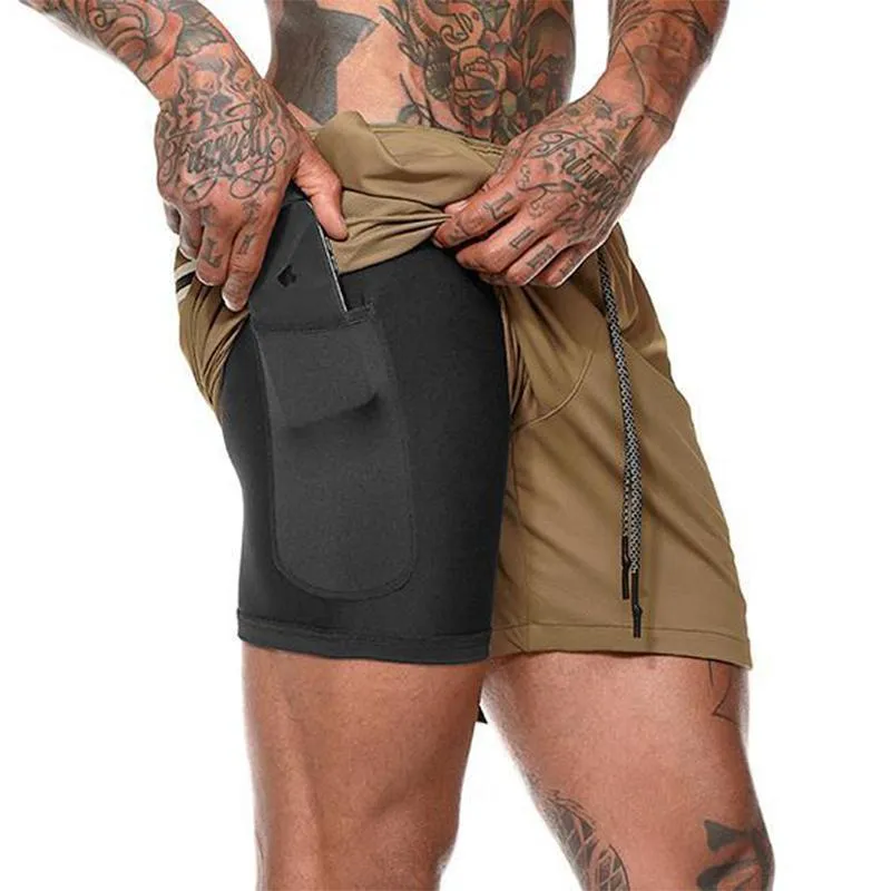 2-in-1-Fitness-Turnhose mit sicherer Tasche ( Shorts & Verkürzte Hose)