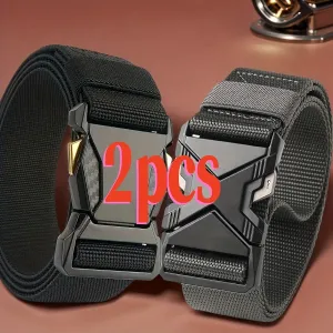 2pcs Tactical Belts Quick Release Buckle Durable PP Material Adjustable Textured