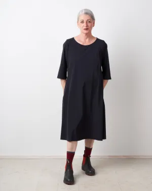 3/4 sleeve knit dress - black