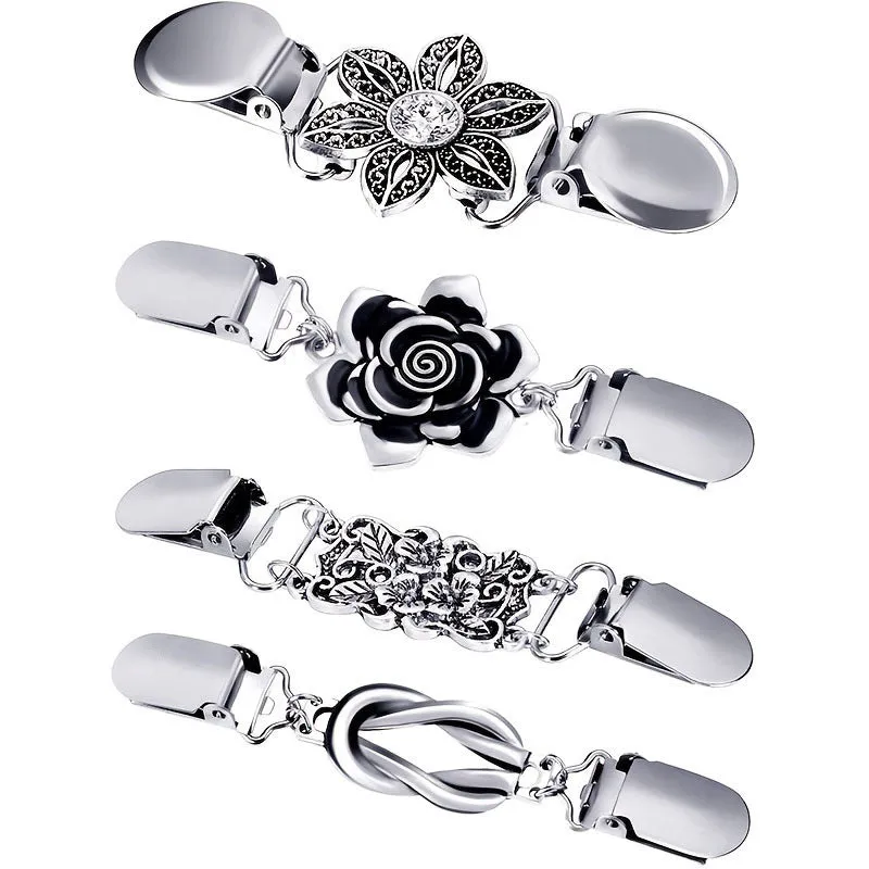 4PCS Flower Vintage Sweater Clips Set for Women's Shirts