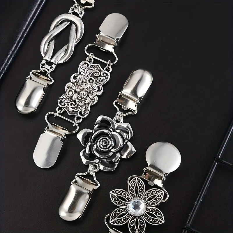 4PCS Flower Vintage Sweater Clips Set for Women's Shirts