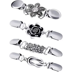 4PCS Flower Vintage Sweater Clips Set for Women's Shirts