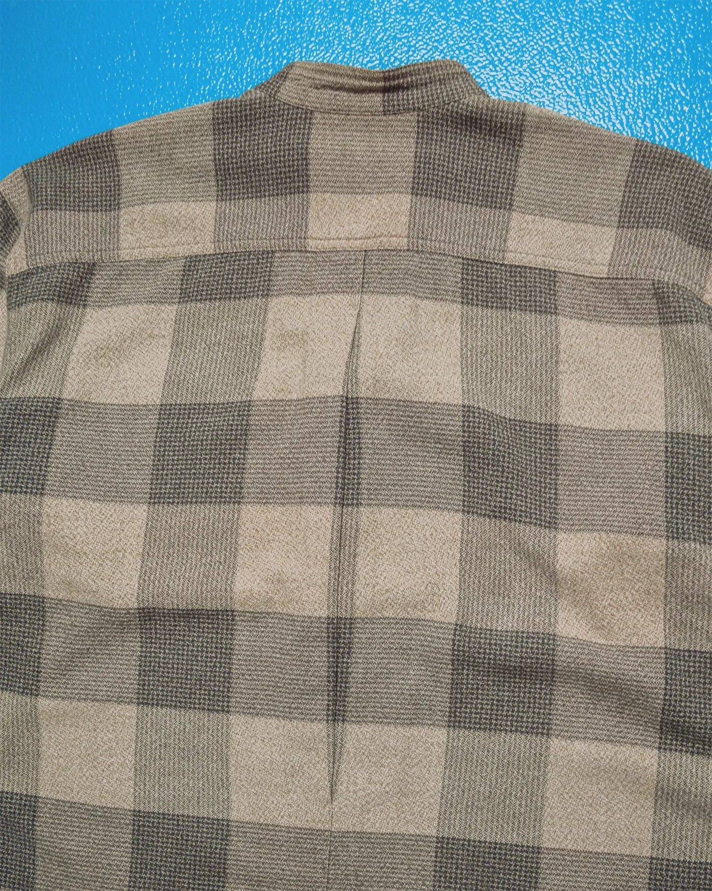 80s Oat  Grey Check Mandarin Collar Shirt (~M~)