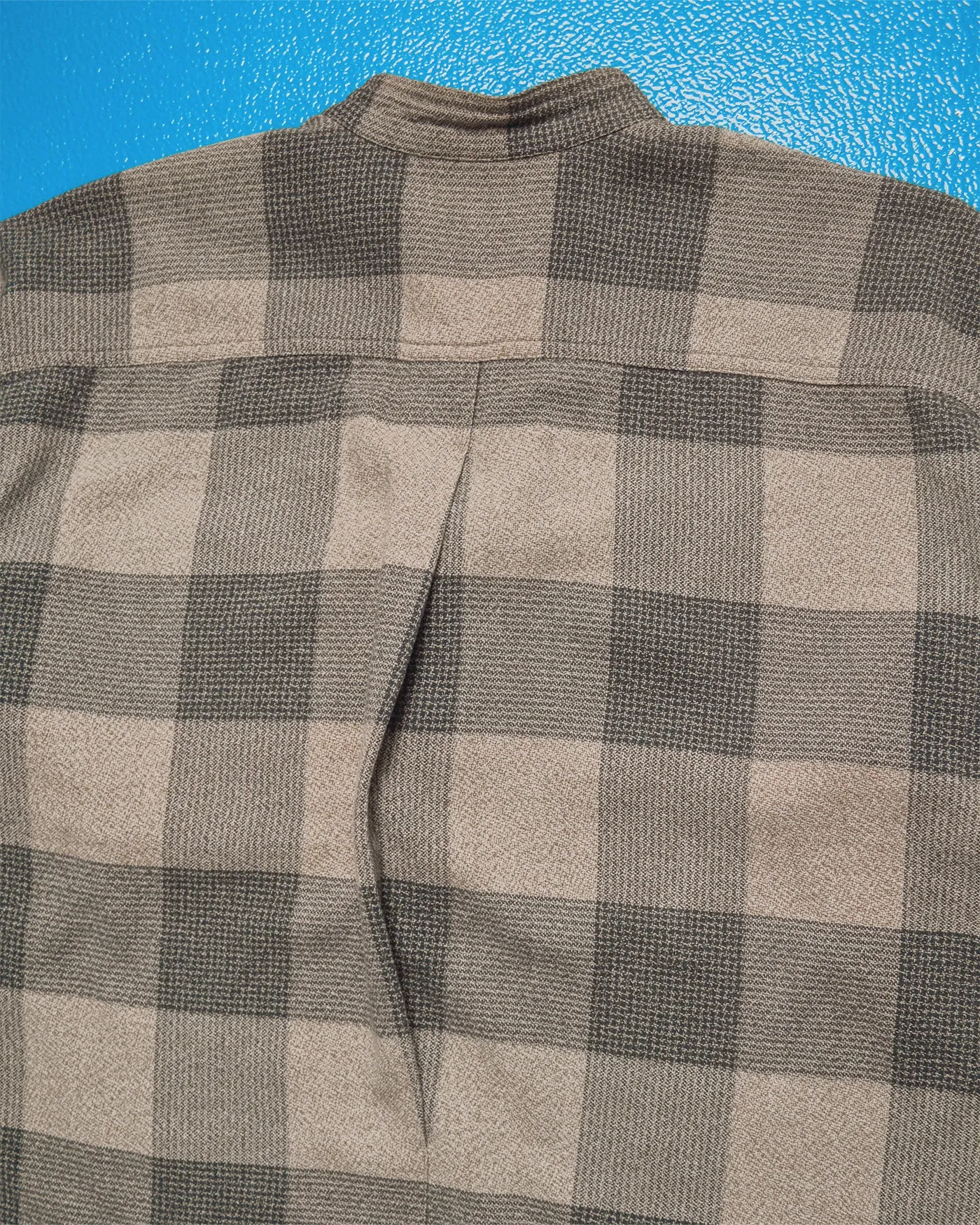 80s Oat  Grey Check Mandarin Collar Shirt (~M~)