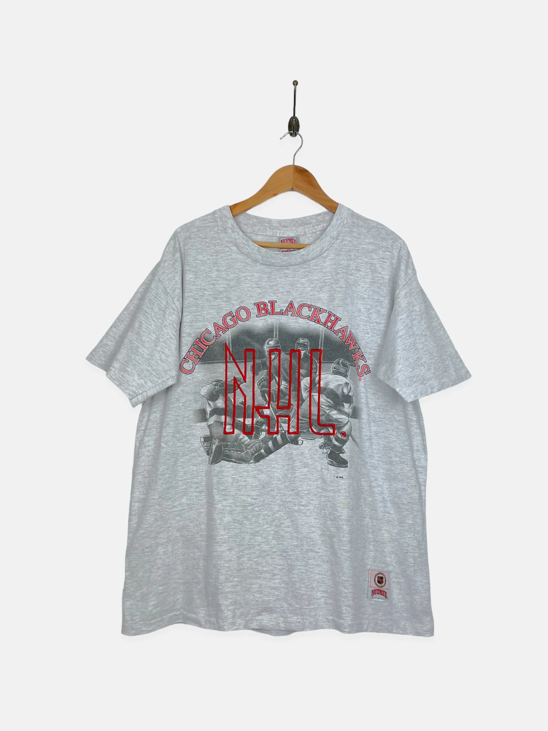 90's Chicago Blackhawks NHL USA Made Heavyweight Vintage T-Shirt Size XL
