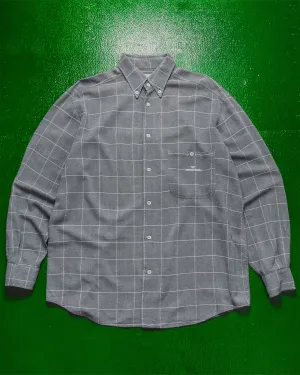 90s Textured Flowy Grey Grid Shirt (M~L)