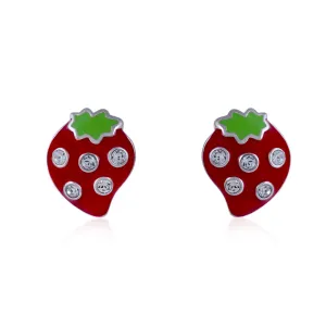 925 Sterling Silver Berry luscious Rhodium Plated Stud For Kids