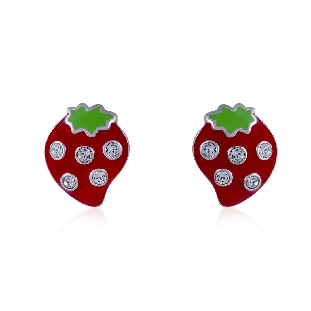 925 Sterling Silver Berry luscious Rhodium Plated Stud For Kids