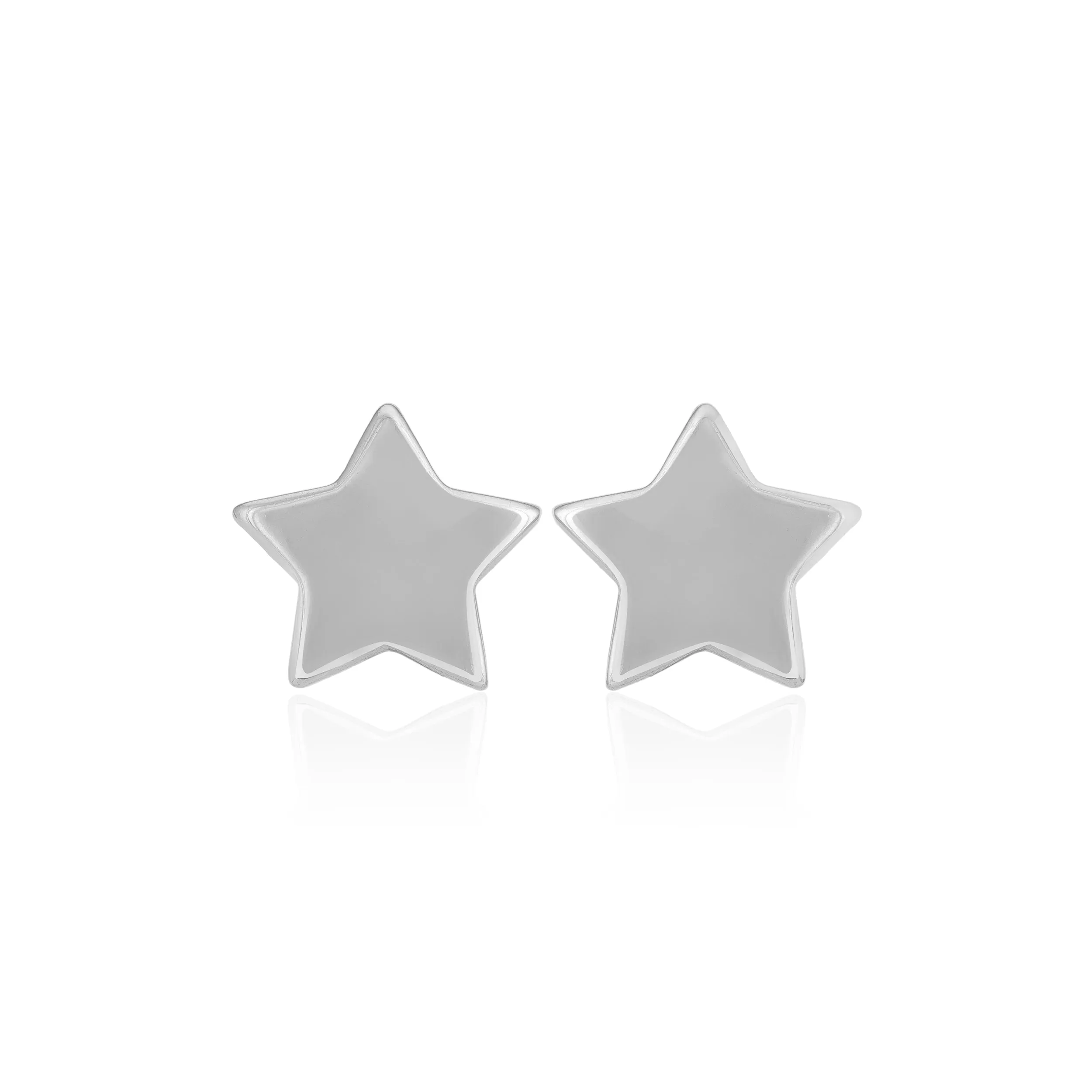 925 Sterling Silver Rhodium Plated Star Shine Stud For Kids