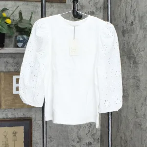 A New Day Women's Long Sleeve Eyelet T-Shirt 566622 White S
