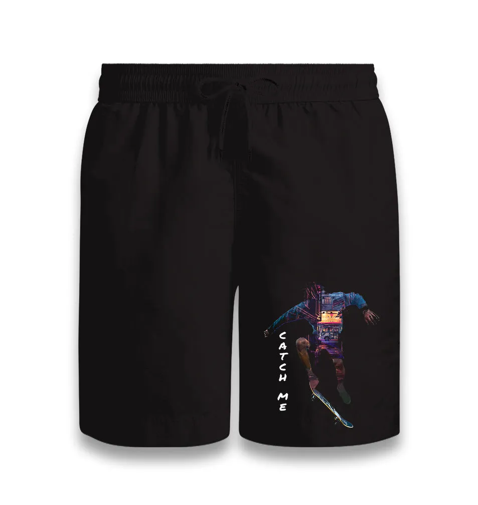 A skater in a City Black Shorts