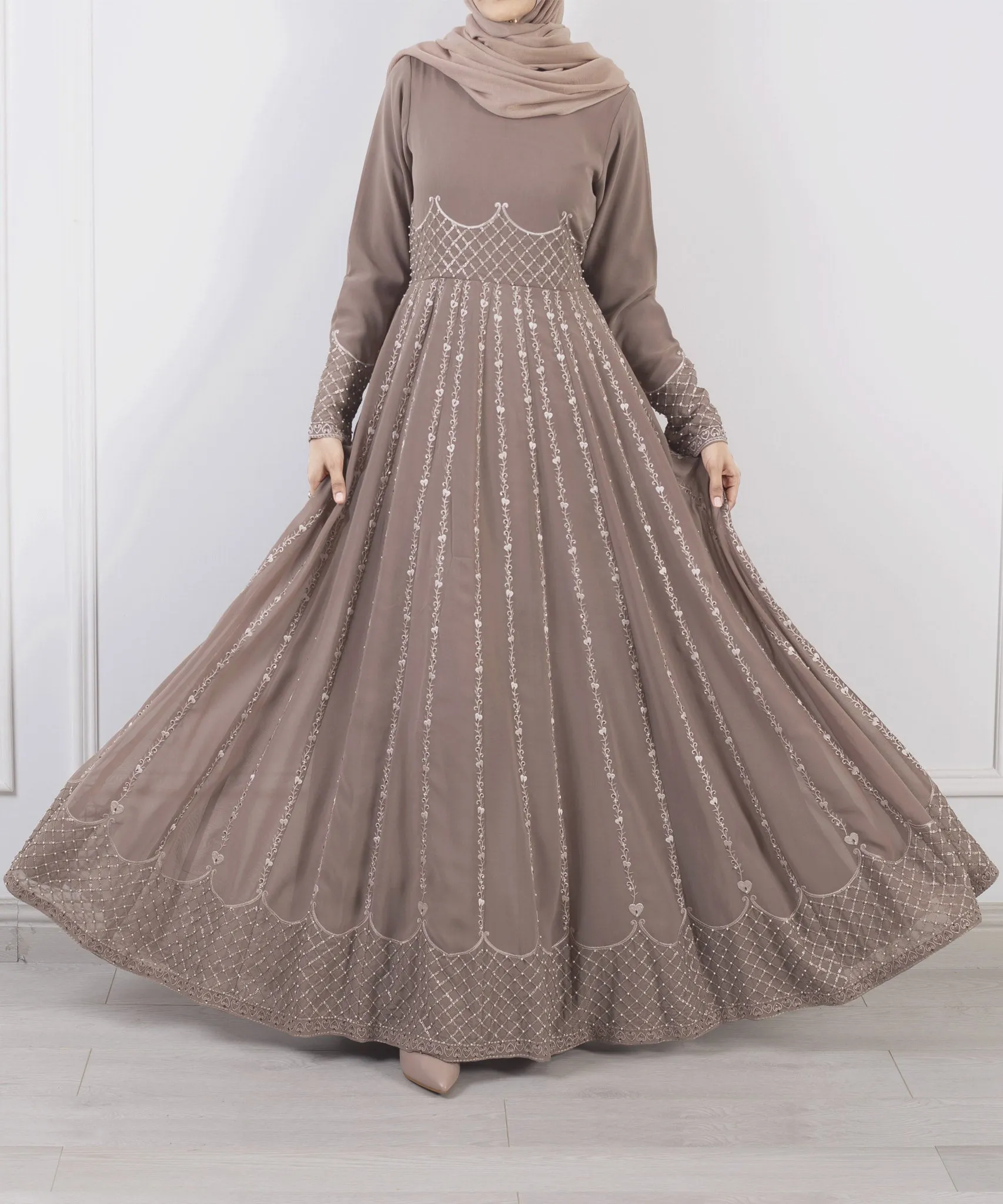Ada Light Taupe Panel Dress