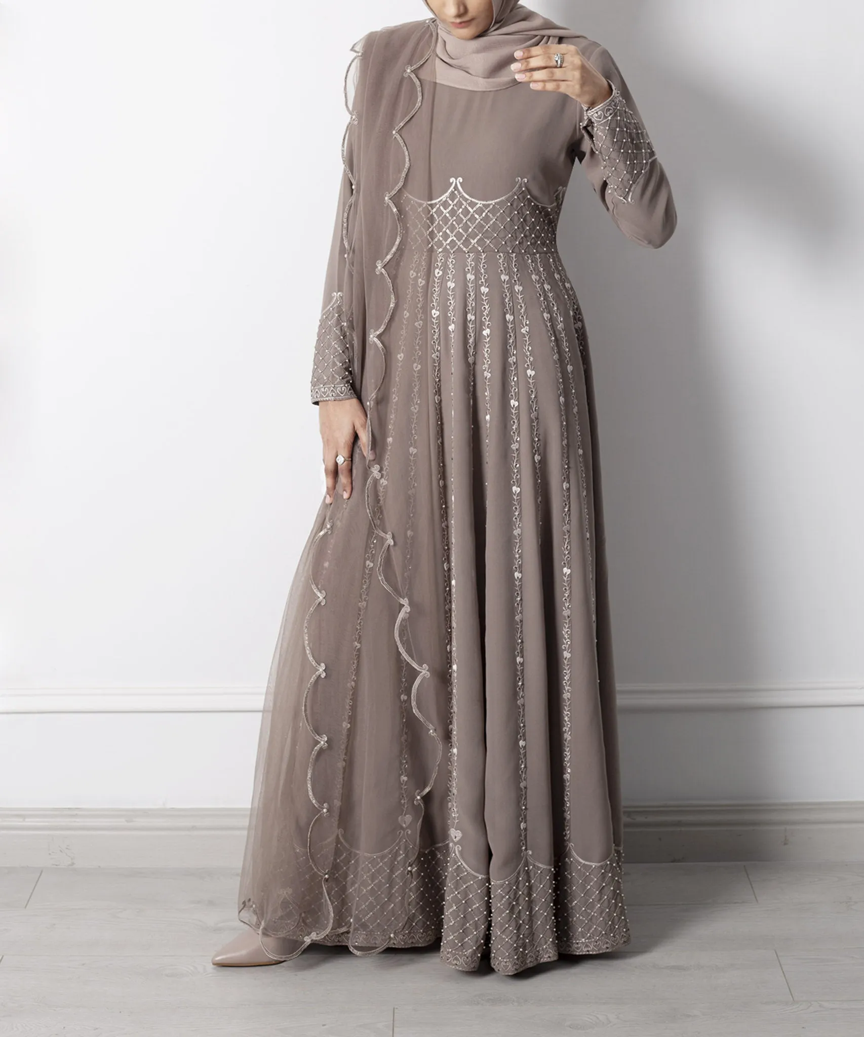 Ada Light Taupe Panel Dress