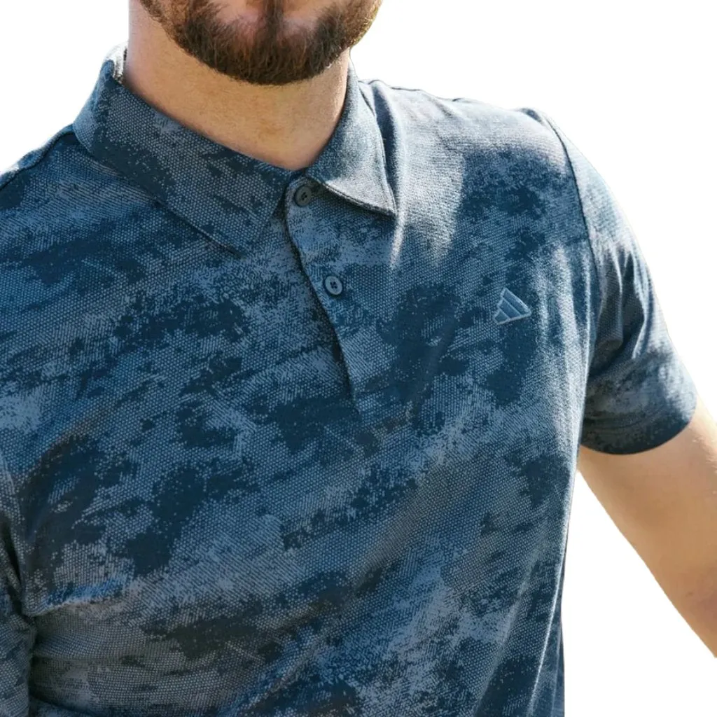 Adidas Go-To Printed Mesh Polo Shirt - Blue