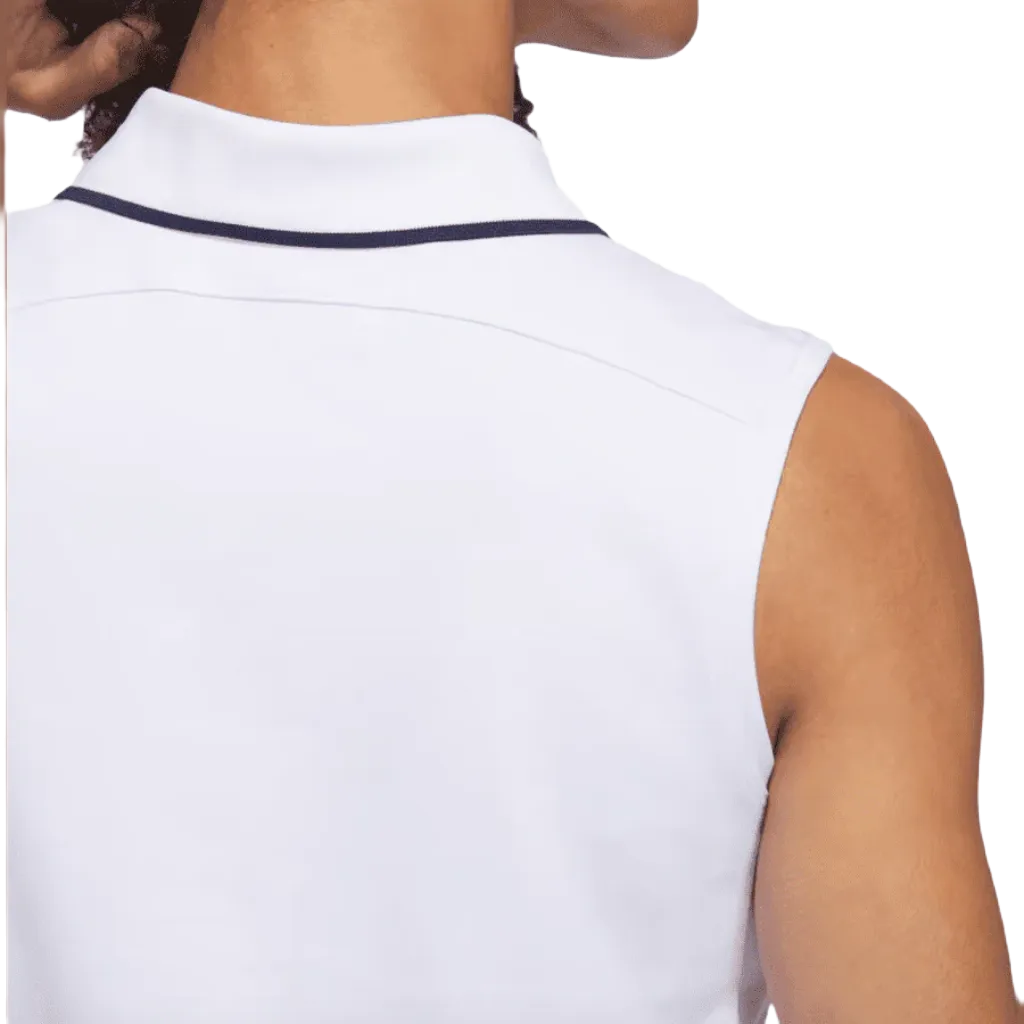 Adidas Ladies Go-To Piqué Sleeveless Golf Polo Shirt - White