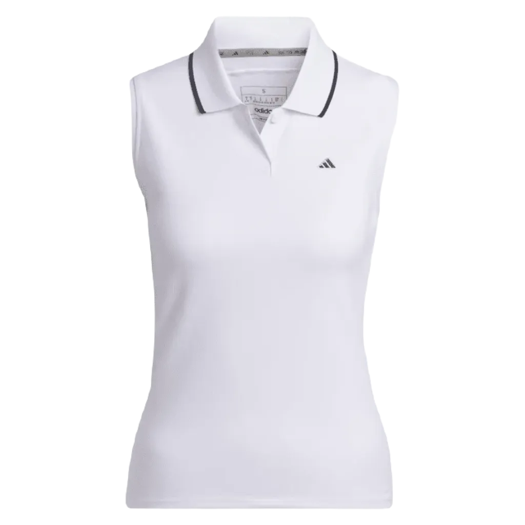 Adidas Ladies Go-To Piqué Sleeveless Golf Polo Shirt - White