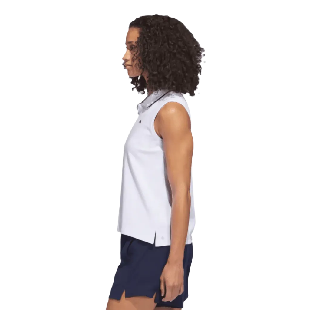 Adidas Ladies Go-To Piqué Sleeveless Golf Polo Shirt - White