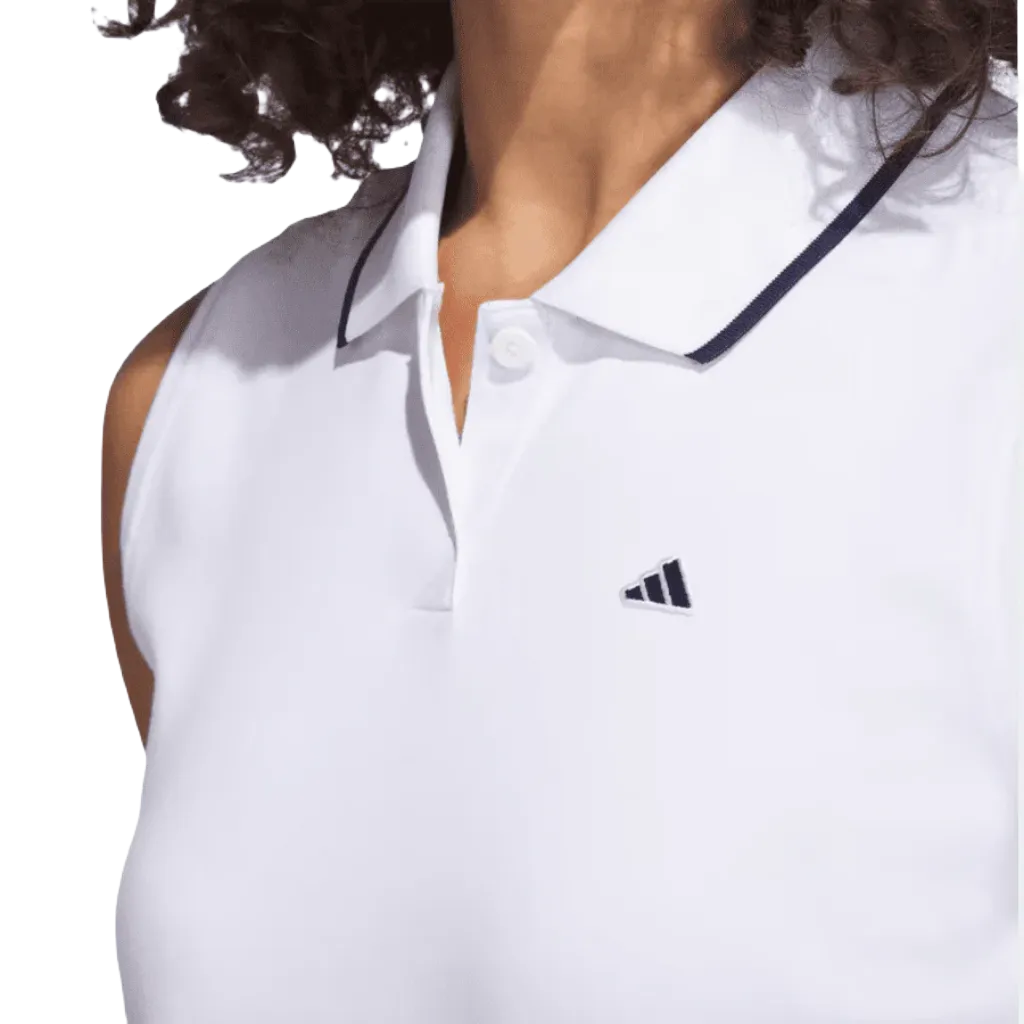 Adidas Ladies Go-To Piqué Sleeveless Golf Polo Shirt - White