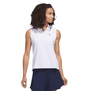 Adidas Ladies Go-To Piqué Sleeveless Golf Polo Shirt - White