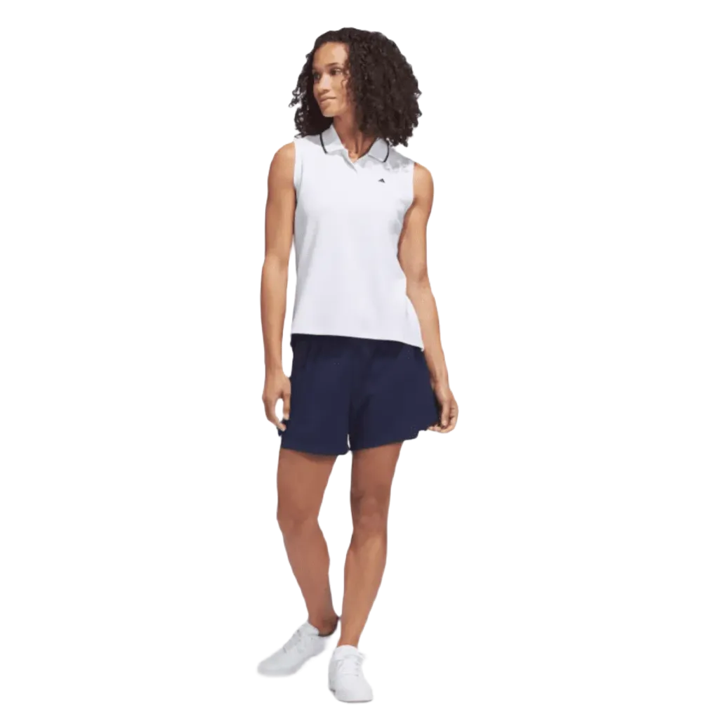Adidas Ladies Go-To Piqué Sleeveless Golf Polo Shirt - White