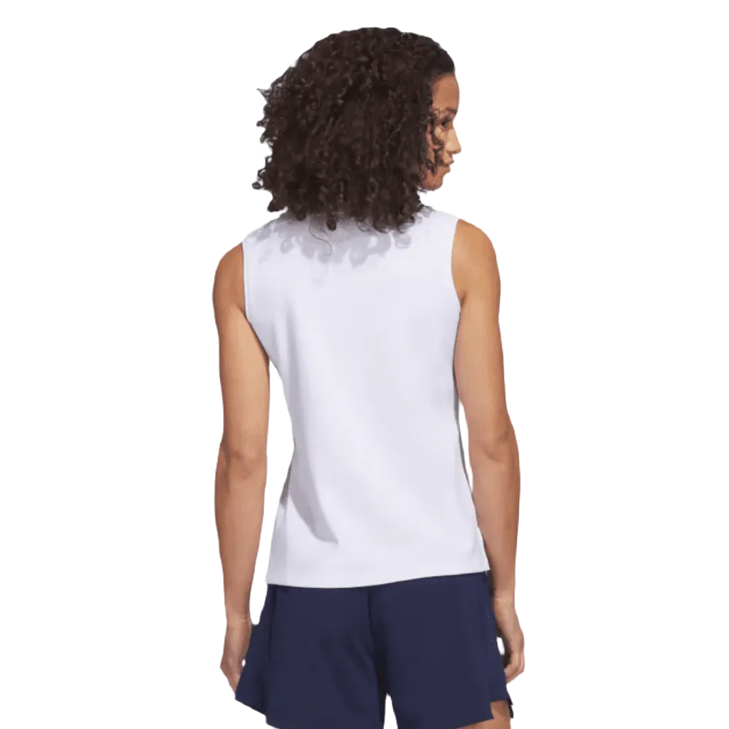 Adidas Ladies Go-To Piqué Sleeveless Golf Polo Shirt - White
