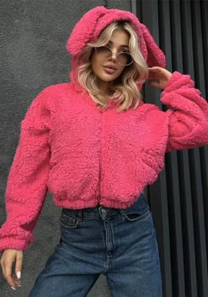Adorable Rabbit Ear Hooded Fleece Coat for Cozy Autumn and Winter Days