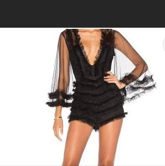 Adorable Ruffle Mesh  Romper Shorts