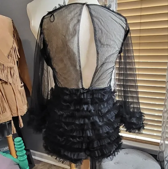 Adorable Ruffle Mesh  Romper Shorts