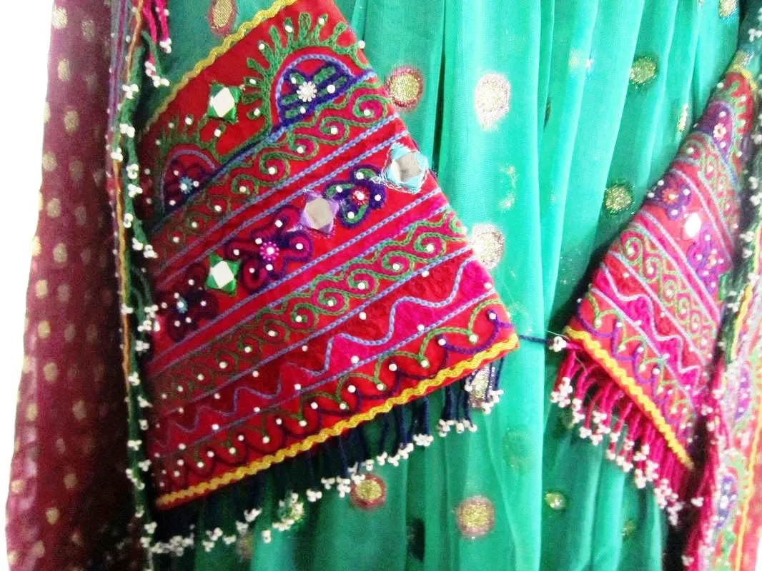 Afghan Bridal Green & Red Dress