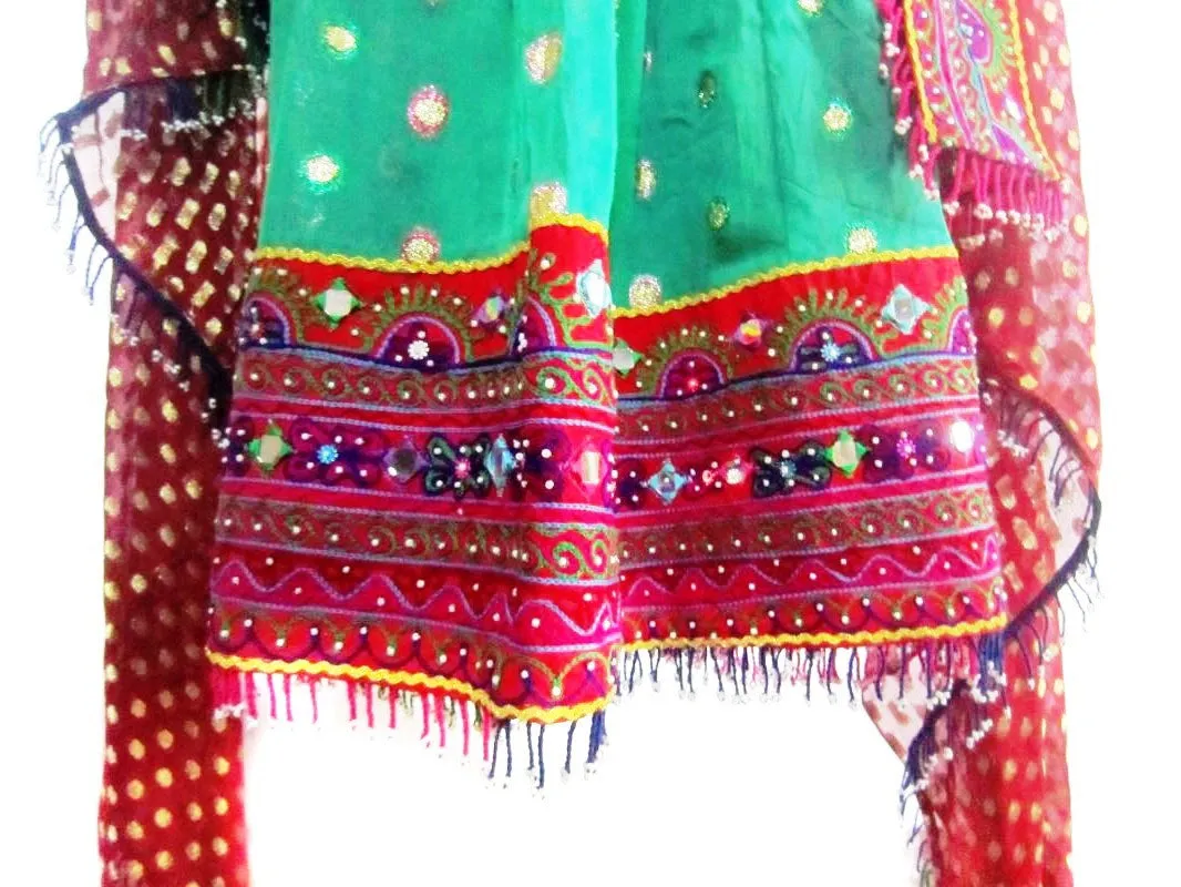 Afghan Bridal Green & Red Dress