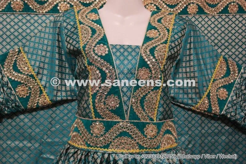 Afghan Bridal Long Dress In Teal Color