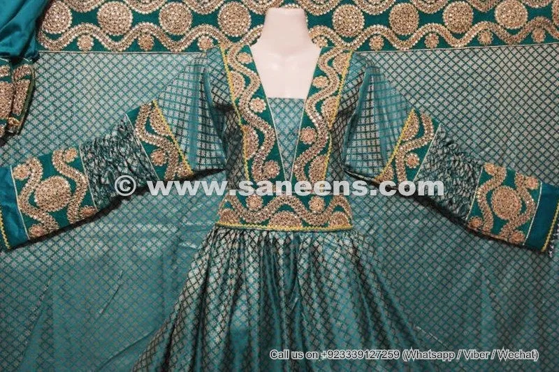Afghan Bridal Long Dress In Teal Color