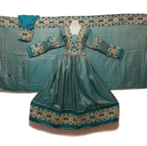 Afghan Bridal Long Dress In Teal Color