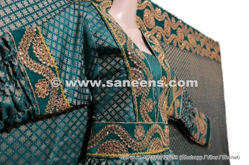 Afghan Bridal Long Dress In Teal Color