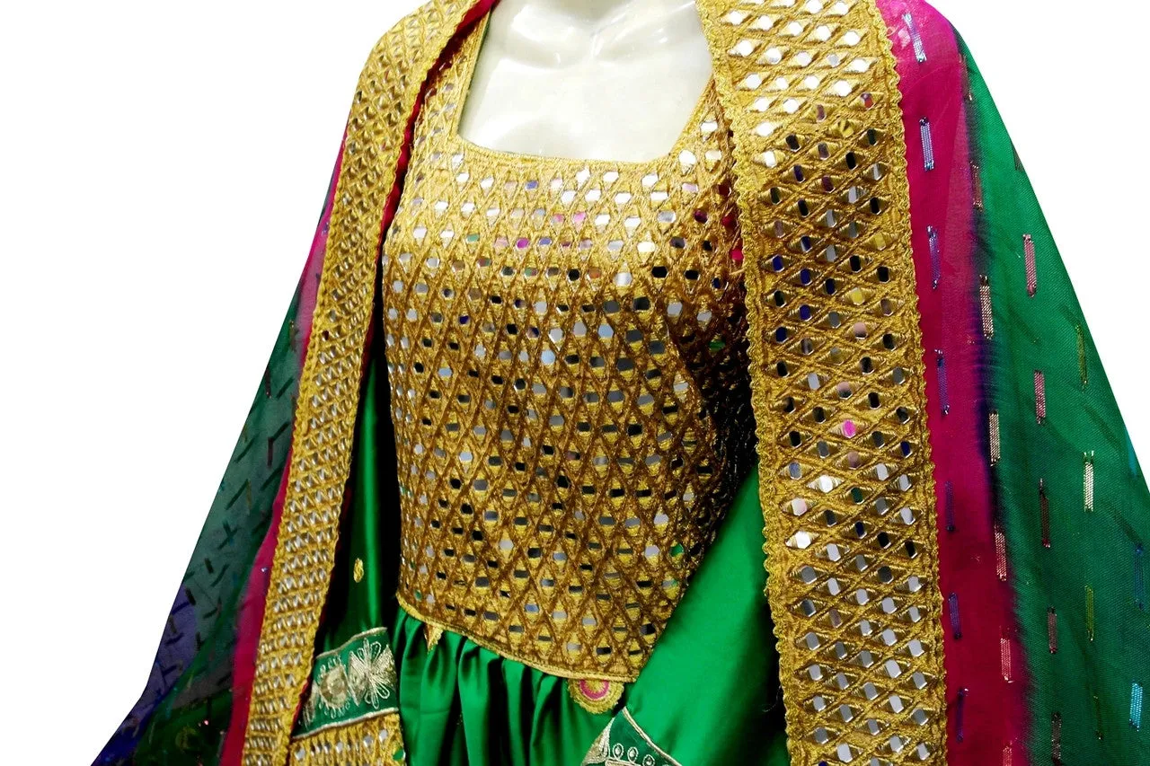 Afghan Persian Dress In Green Color