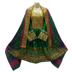 Afghan Persian Dress In Green Color