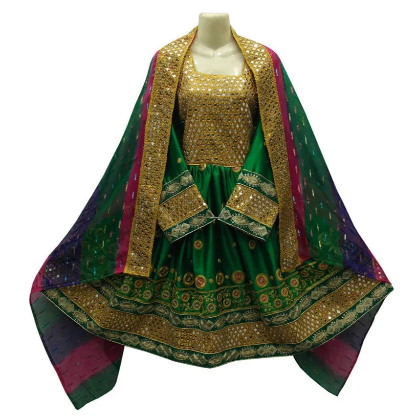 Afghan Persian Dress In Green Color