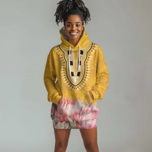 Africa Dashiki Hoodie Dress King Protea Floral Motif Patterns LT18
