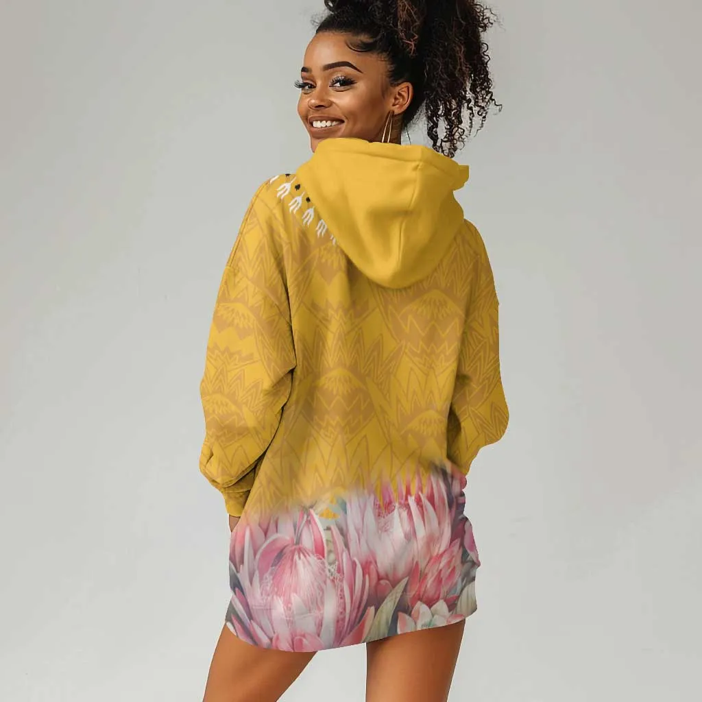 Africa Dashiki Hoodie Dress King Protea Floral Motif Patterns LT18