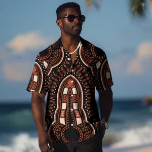 African Dashiki Hawaiian Shirt Afro Vintage Pattern LT01