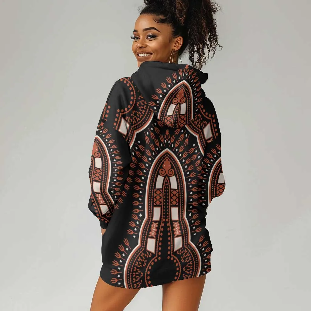 African Dashiki Hoodie Dress Afro Vintage Pattern LT01