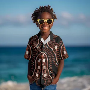 African Dashiki Kid Hawaiian Shirt Afro Vintage Pattern LT01