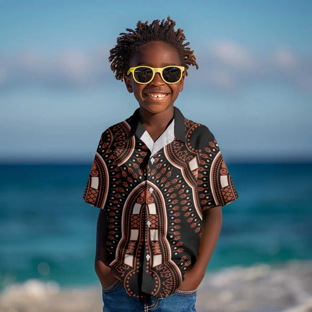 African Dashiki Kid Hawaiian Shirt Afro Vintage Pattern LT01
