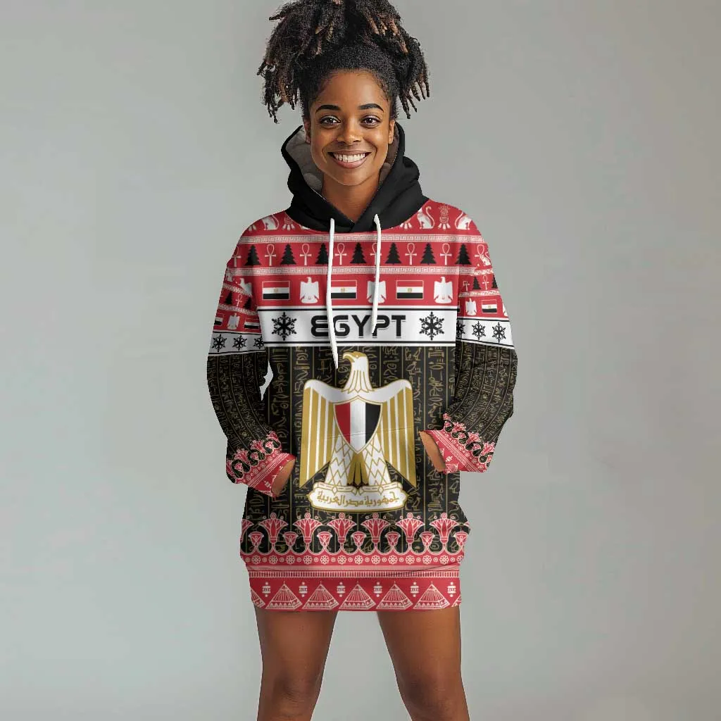 Afro Egypt Christmas Hoodie Dress Coat Of Arms Mix Egyptian Pattern LT15