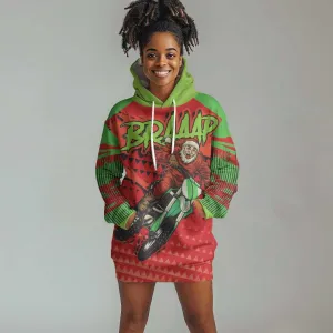 Afro Santa Braaap Hoodie Dress Motorcross Christmas DT03