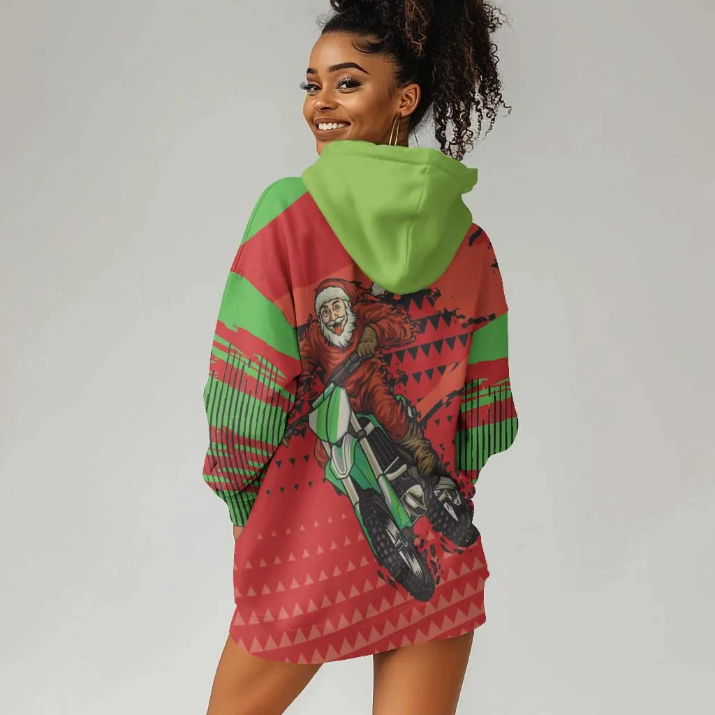 Afro Santa Braaap Hoodie Dress Motorcross Christmas DT03
